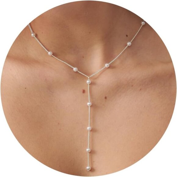 ⚡Pearl Necklace for Women 14K Gold plated White Silver plated Dainty accessories - Picture 1 of 7